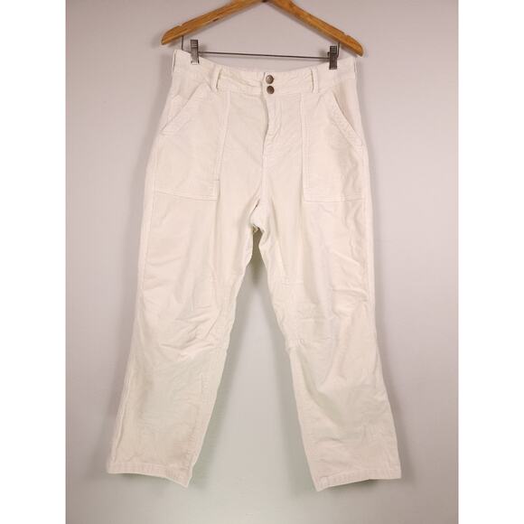 Pilcro by Anthropologie Corduroy Utility Pants Size 31 Ivory Cream Straight Leg - Picture 1 of 16
